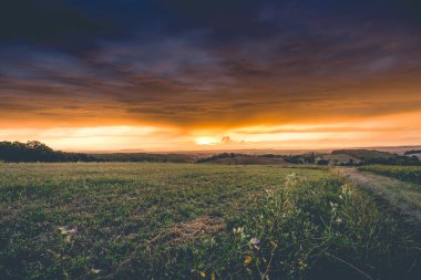 Yapraklara fırtınalı hava bulutlara aracılığıyla