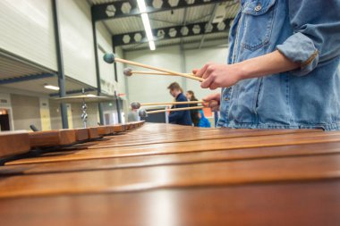 Ksilofon, marimba veya çekiç oyuncu sopa ile, 