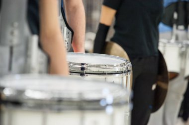 closeup drummer with a snare drum closeup clipart