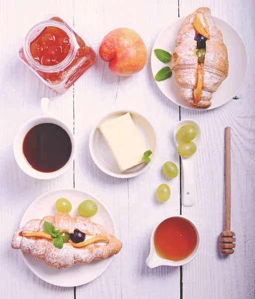Fresh breakfast on white background — Stock Photo, Image