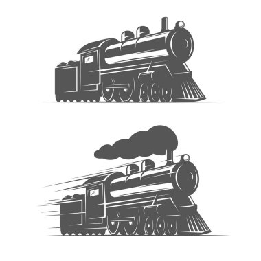 Vintage buhar üzerinde izole beyaz arka plan, eski retro demiryolu tren