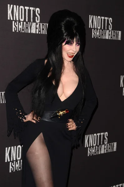 Elvira auf dem Black-Carpet-Event von knott 's scary farm 2016 — Stockfoto