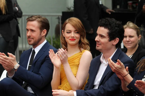 Ryan Gosling, Emma Stone, Damien Chazelle — Stock Photo, Image