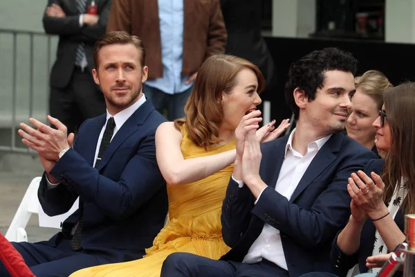 Ryan Gosling, Emma Stone, Damien Chazelle — Foto de Stock