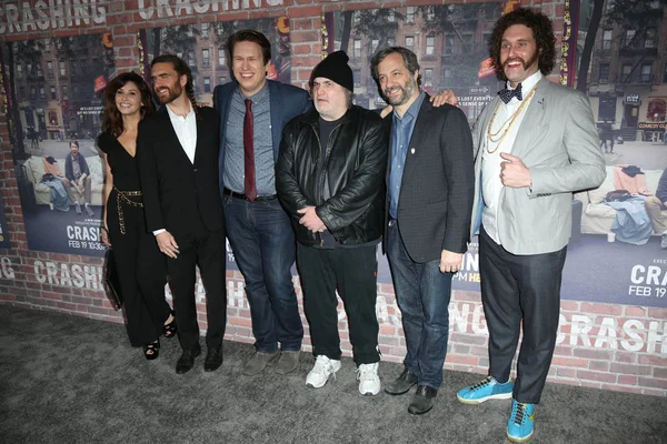 Gina Gershon, George Basil, Pete Holmes, Artie Lange, Judd Apatow — Stock Photo, Image