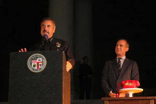 Charlie Beck, Eric Garcetti — Foto Stock