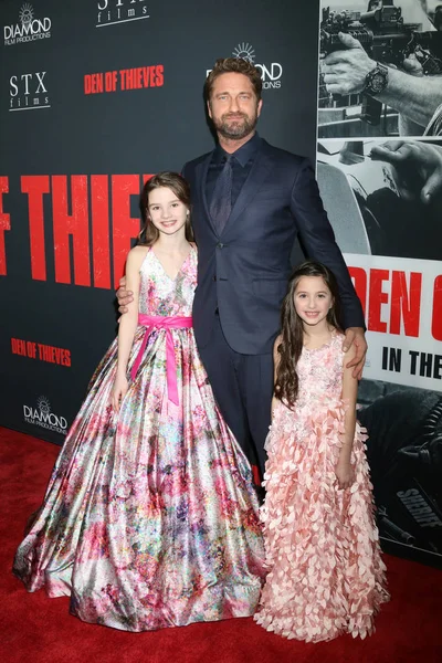 Elle Whitfield, Gerard Butler, Madelyn Laza — Foto Stock