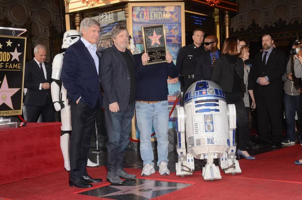 Harrison Ford, Mark Hamill, George Lucas — Stock Photo, Image