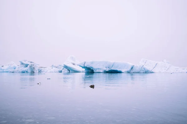 Lodowce Odzwierciedlone Wodach Jeziora Lodowcowego Jokulsalron Islandii Zdjęcie Stockowe