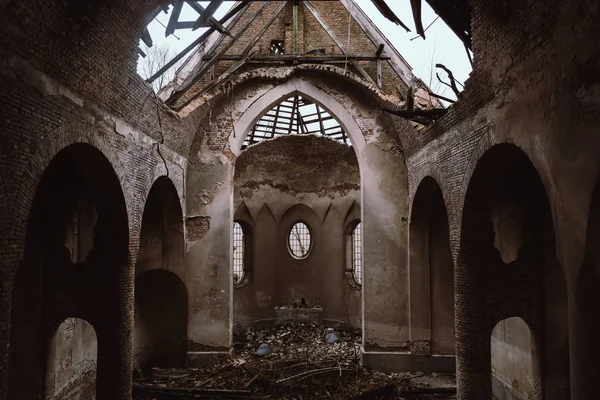Ruiny Starego Kościoła Pod Lwowem Ukraina Starożytne Kolumny Zrujnowany Ołtarz Obraz Stockowy