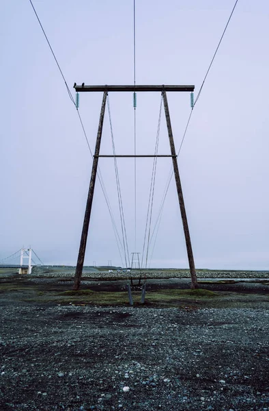 冰岛的电网 — 图库照片