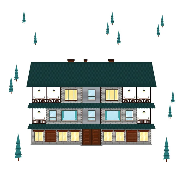 Casa de madera aislada. Vector — Vector de stock