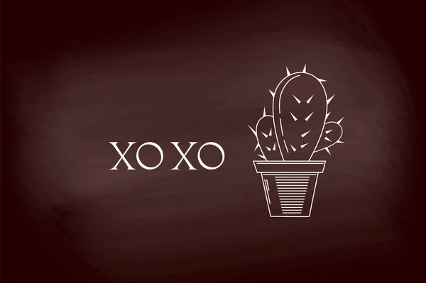 XO XO projeto do logotipo da letra branca com cacto no quadro. Modelo de ilustração vetorial . — Vetor de Stock