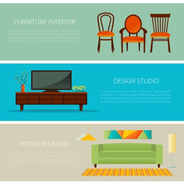 İç mobilya afiş. Vektör çizim .