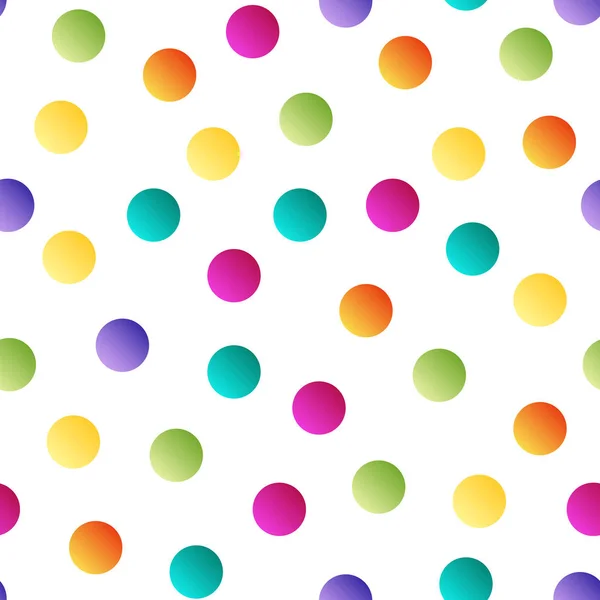 Colorful bright polka dot seamless pattern on white background . — Stock Vector