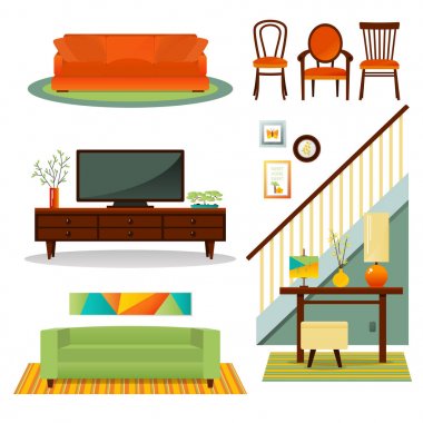 Vektör iç mobilya ayarla .