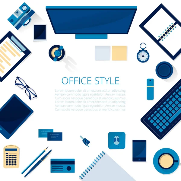 My desk, desk essentials for an office supply Stock Vector by