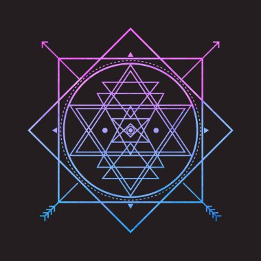 Parlak siyah arka plan üzerine kutsal sembolünü vektör