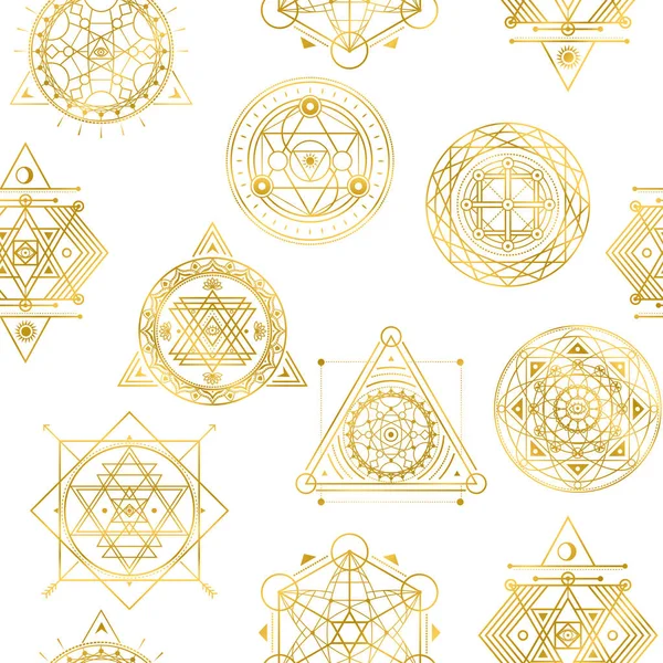 神聖な黄金図形とシームレスなベクトル パターン — ストックベクタ