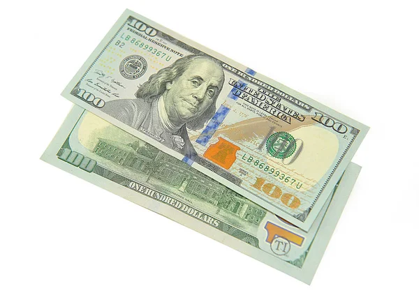Two Denominations One Hundred Dollars White — Stock Photo, Image