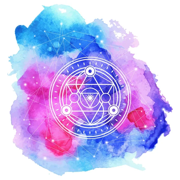 Parlak watercolored arka plan kutsal sembolü. Vektör eleme