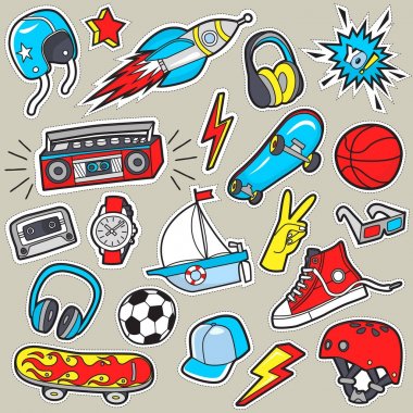 Çocuklar çıkartmaları. Vektör yamalar .