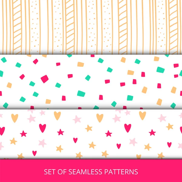 Set of seasmless girls pattern .Vector — Stock Vector