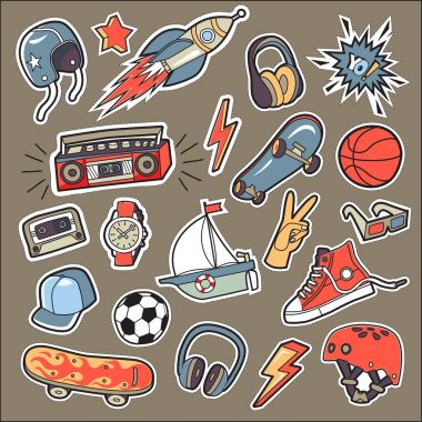 Çıkarlarına göre çocuk için etiketleri kümesi. Vektör . 