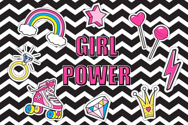 Girl power schattige poster. Vector — Stockvector