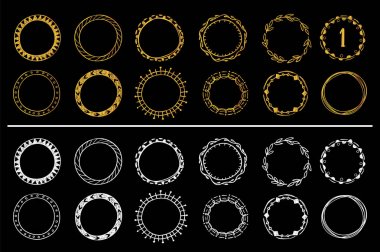 Toplama altın ve beyaz el yuvarlak çerçeve çizilmiş. Vektör set 1