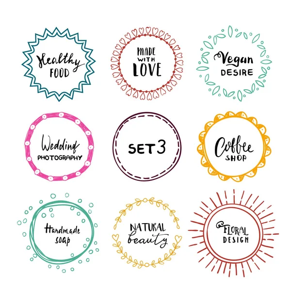 Stijlvol set van multi gekleurde ronde frames. Vector kaders 3. — Stockvector