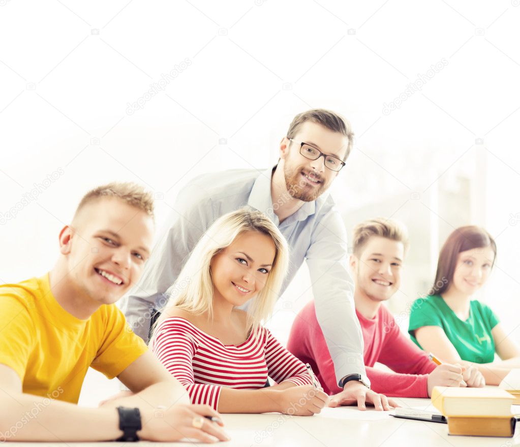 Group of teenage students and teacher