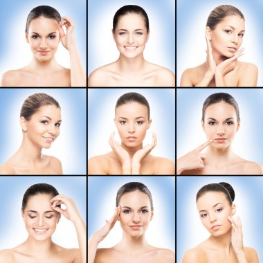 Genç kadınların fotoğrafları kolaj bir