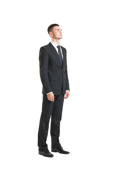 Jovem e confiante empresário de terno preto — Fotografia de Stock