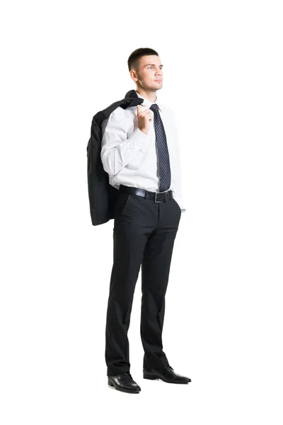 Ung affärsman med jacka bakom hans rygg — Stockfoto