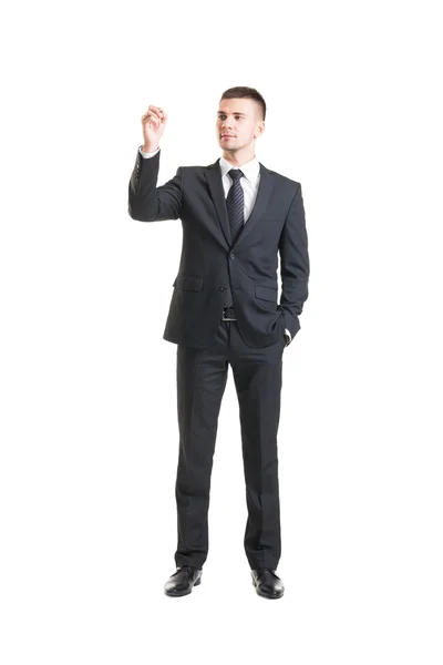 Junger und selbstbewusster Geschäftsmann im schwarzen Anzug — Stockfoto