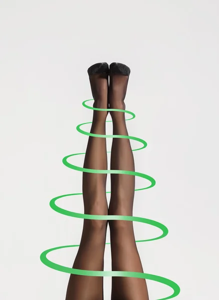 Female legs in pantyhose with arrows — Stock Photo, Image