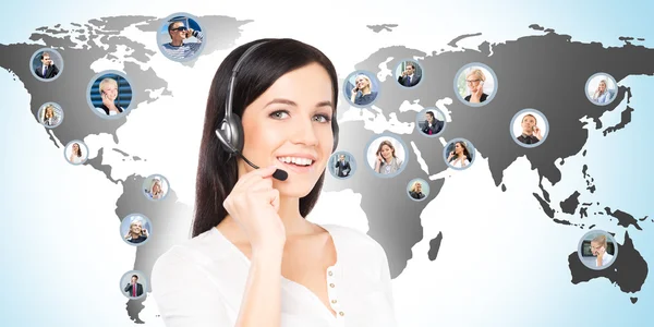 Beautiful female customer support operator — Stock Photo, Image