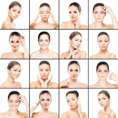 Genç kadınların fotoğrafları kolaj bir