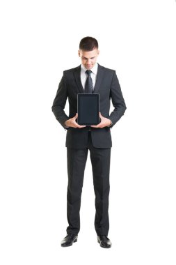 Genç işadamı holding tablet