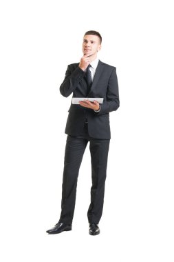 Genç işadamı holding tablet