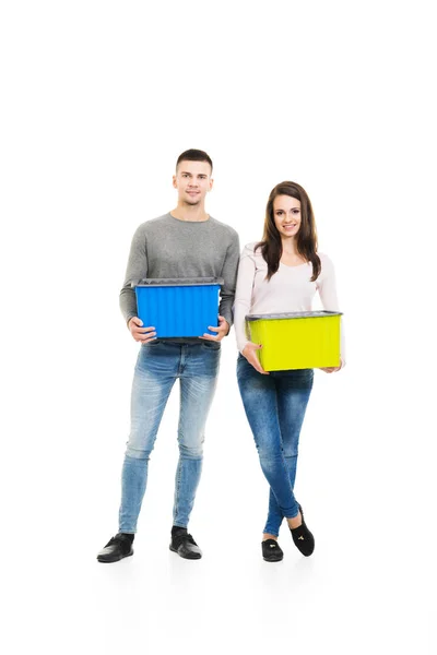 Casal feliz movendo-se para nova casa — Fotografia de Stock