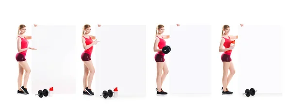 健康和运动的女人，与哑铃 — 图库照片