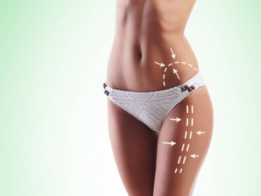 İnce ve fit kadın vücut oklarla 