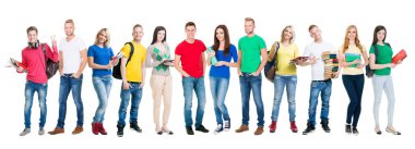 Büyük grup genç öğrenci 