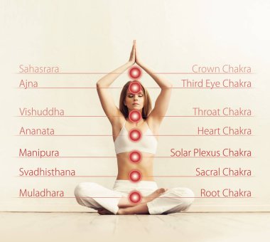Genç kadın bir lotus konumda meditasyon