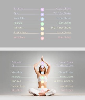 Genç kadın bir lotus konumda meditasyon