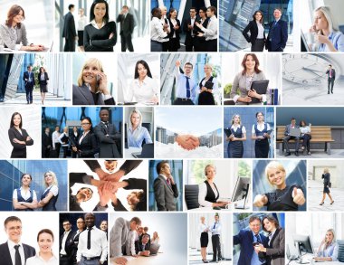Business collage with young people clipart