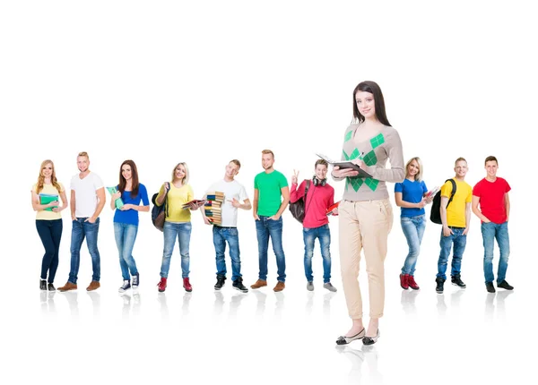 Gran grupo de estudiantes adolescentes — Foto de Stock