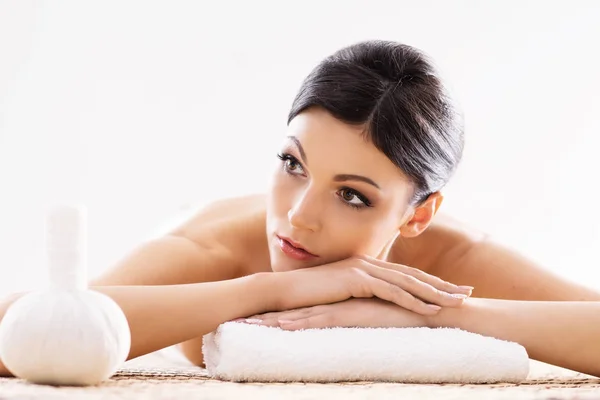 Young and natural woman on spa massage — Stock Photo, Image